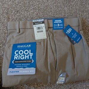 Haggar Classic Pleated Pants in Gray